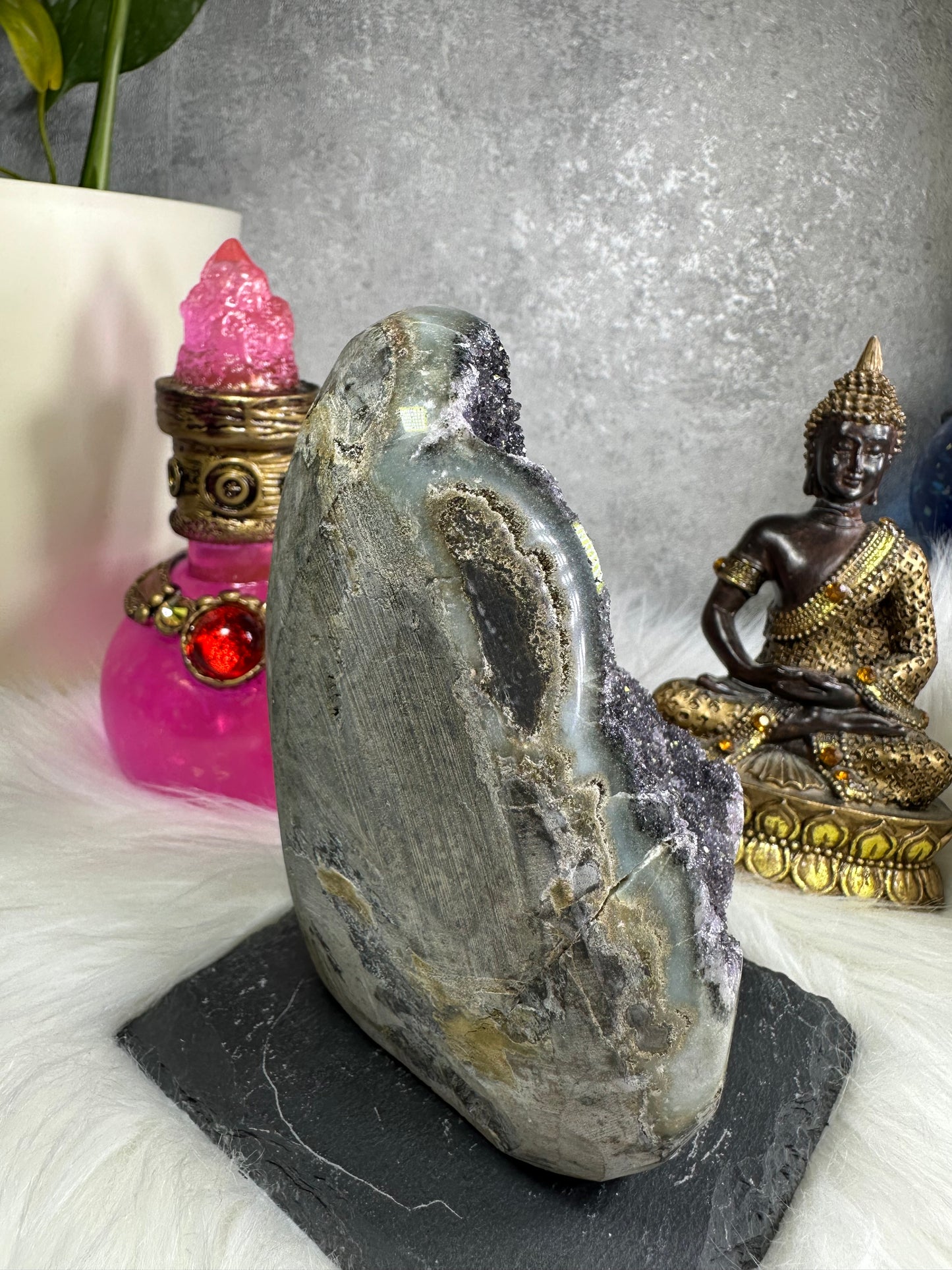 Amethyst Druse grau/violett