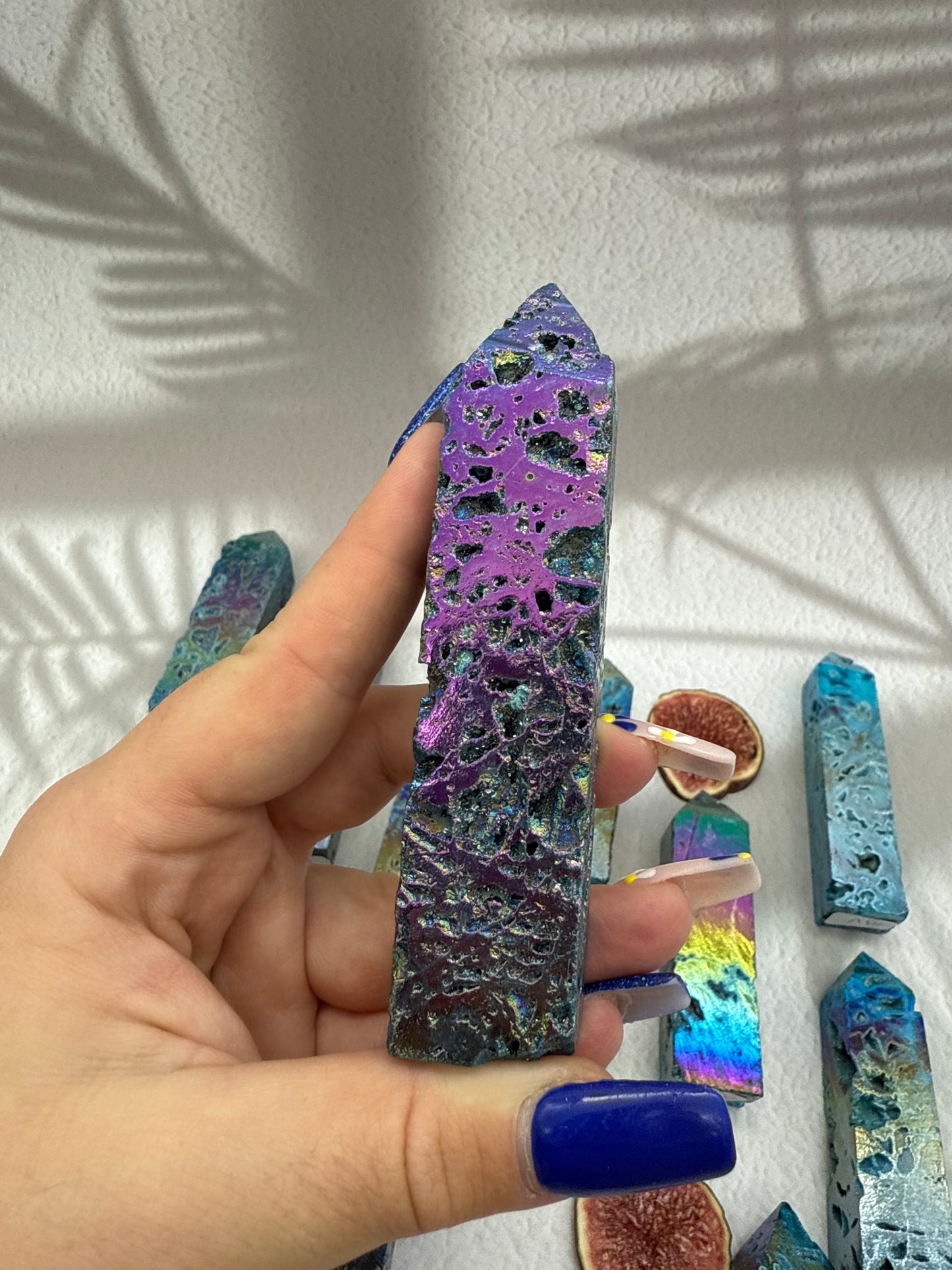 Blaue Sphalerit Türme - bedampft Mystery