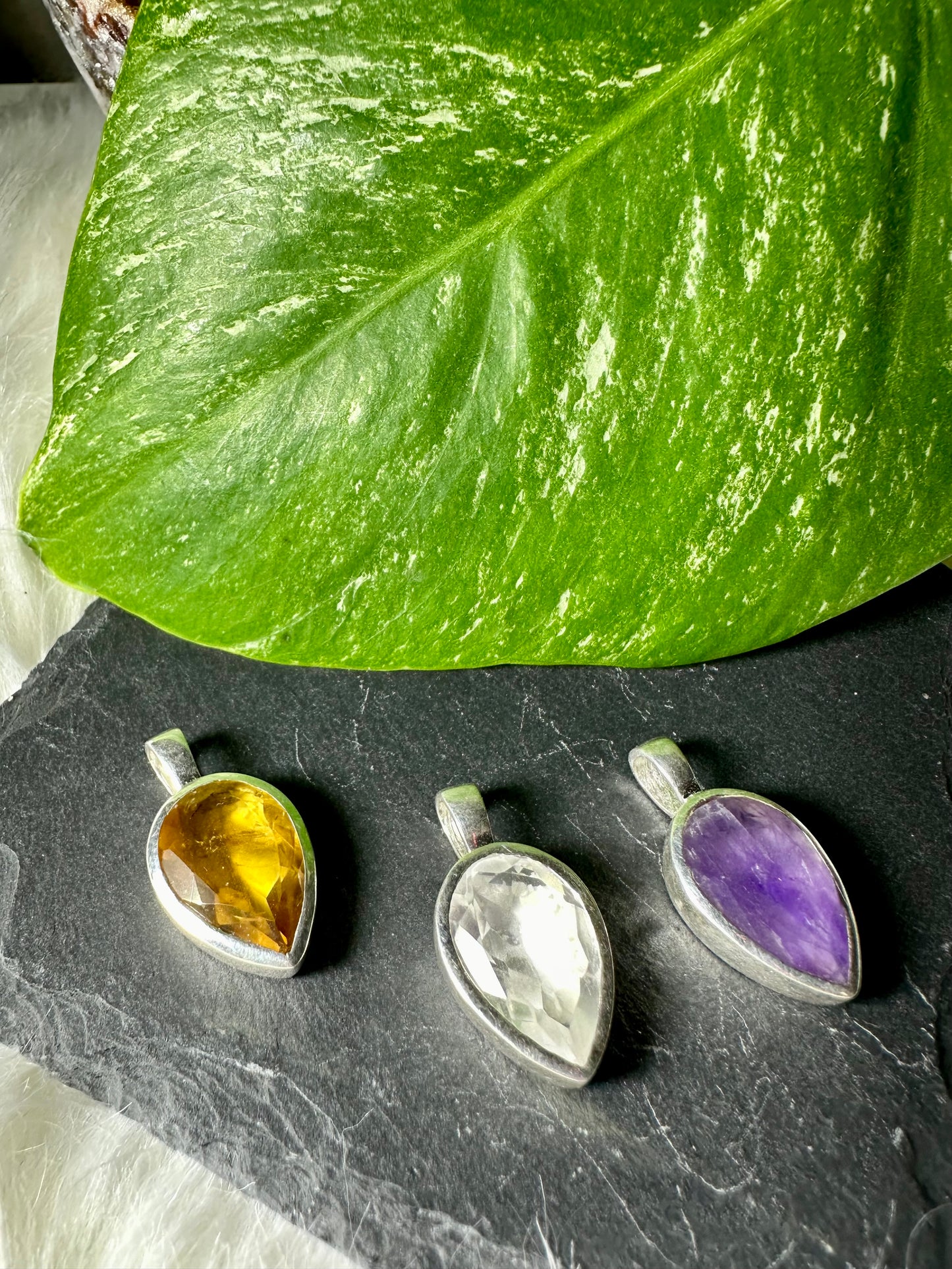 Anhänger Amethyst Bergkristall Bernstein 925 Silber