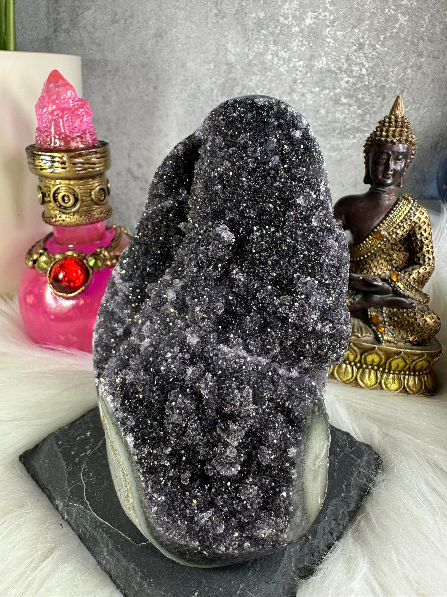 Amethyst Druse grau/violett