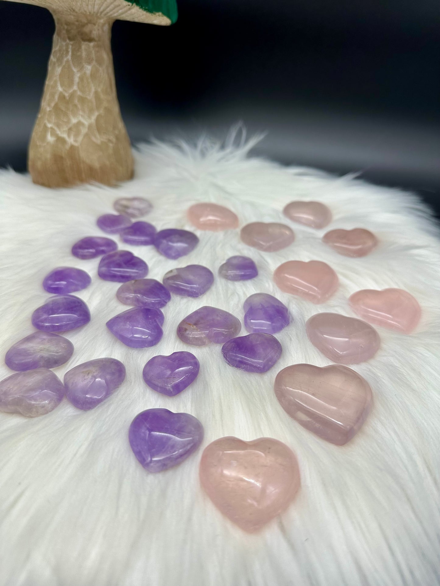Amethyst / Rosenquarz Mini Herzen