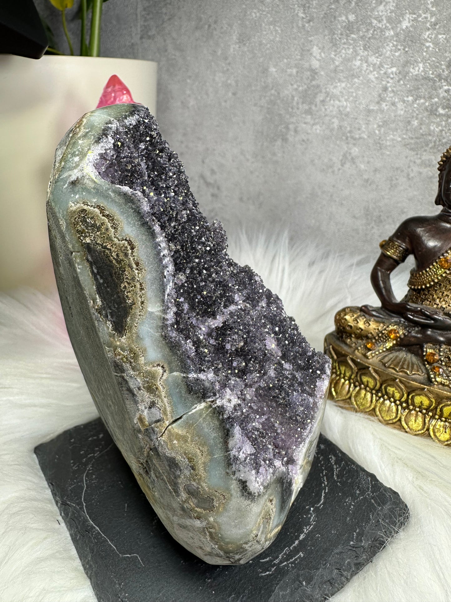 Amethyst Druse grau/violett