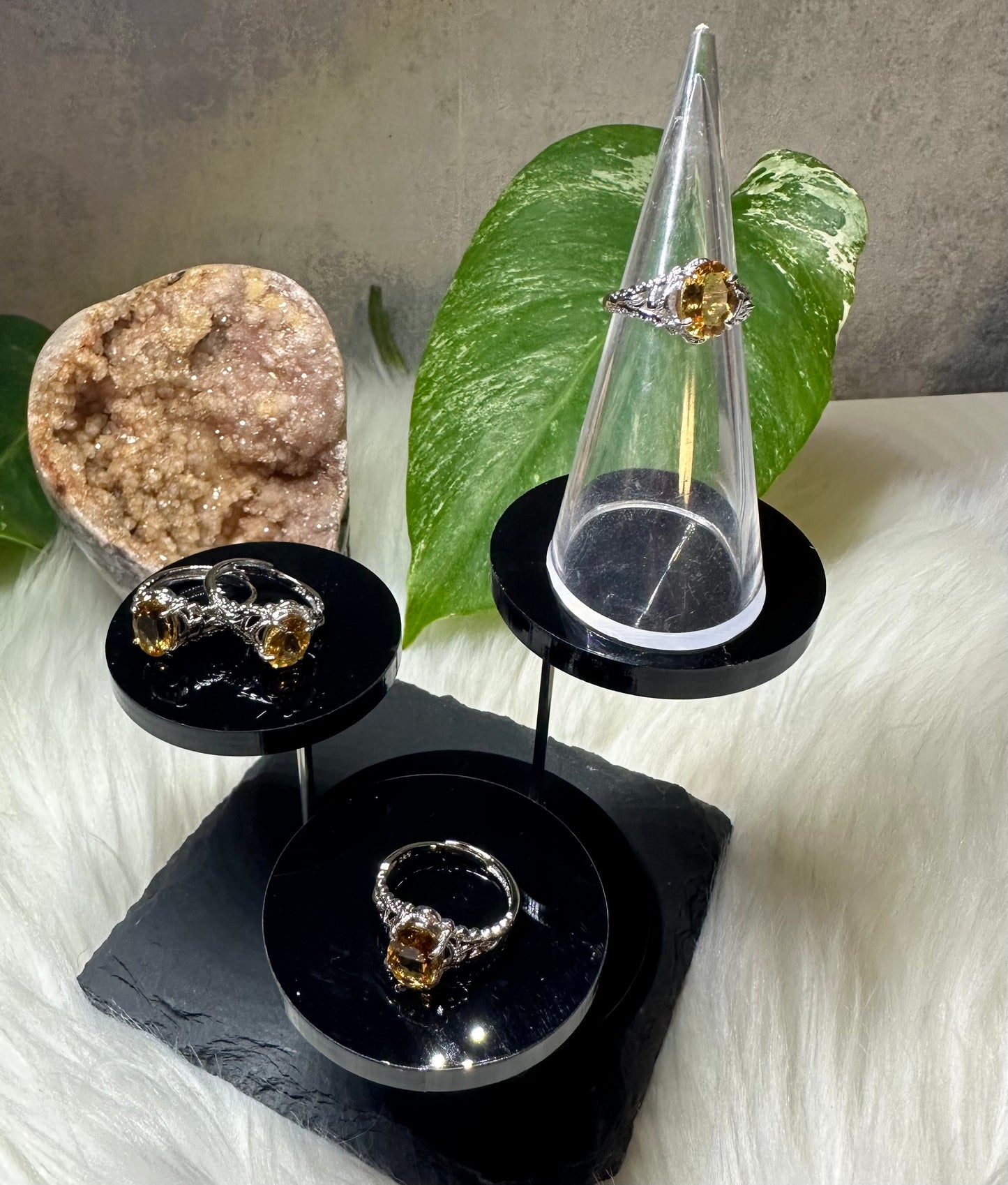 Citrin Ring 925 Sterling Silber Größenverstellbar