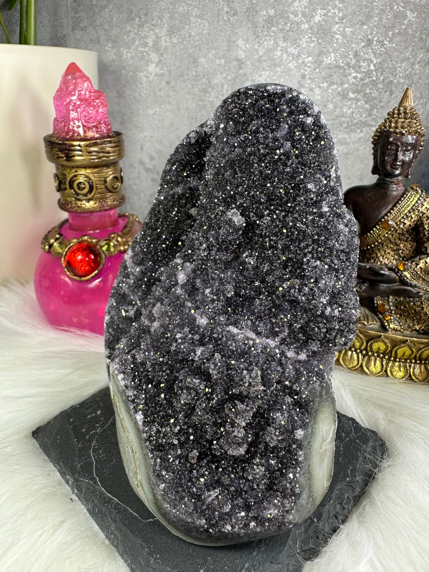 Amethyst Druse grau/violett