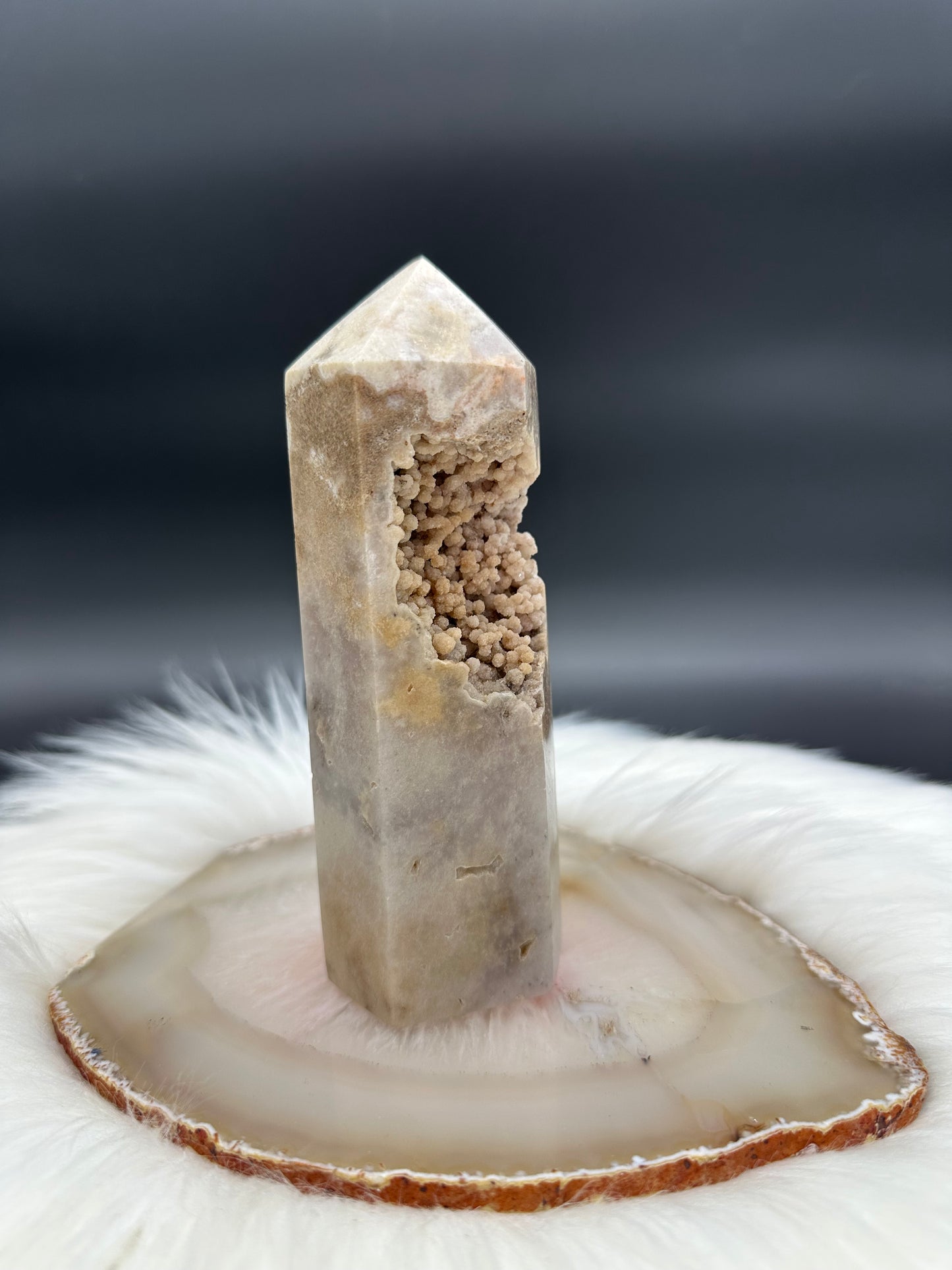 Pink Amethyst Turm mit Glitzerdruse