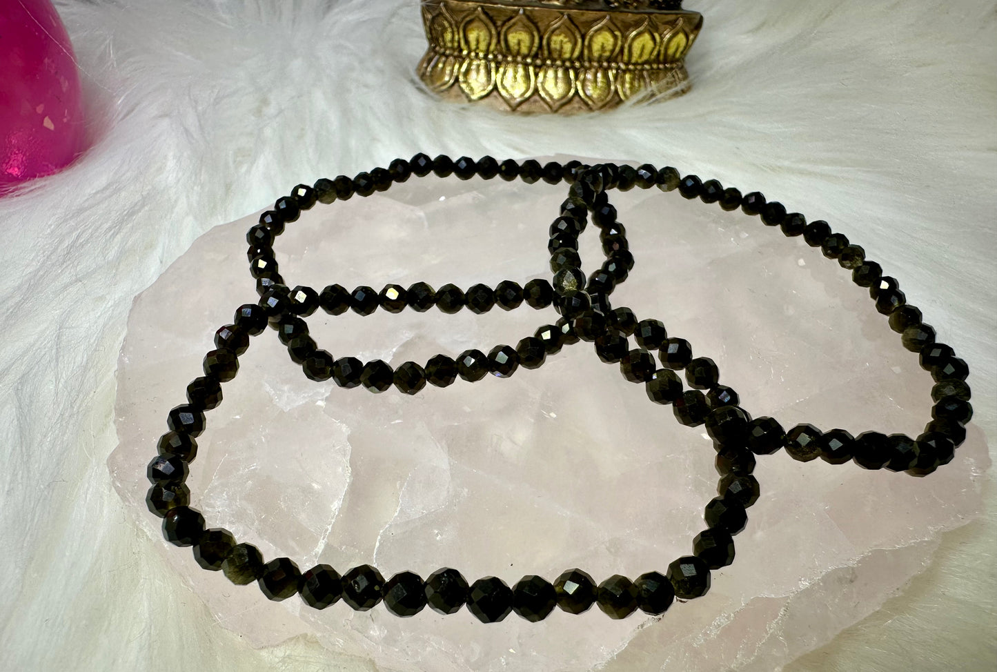 Schwarzes Turmalinarmband facettiert