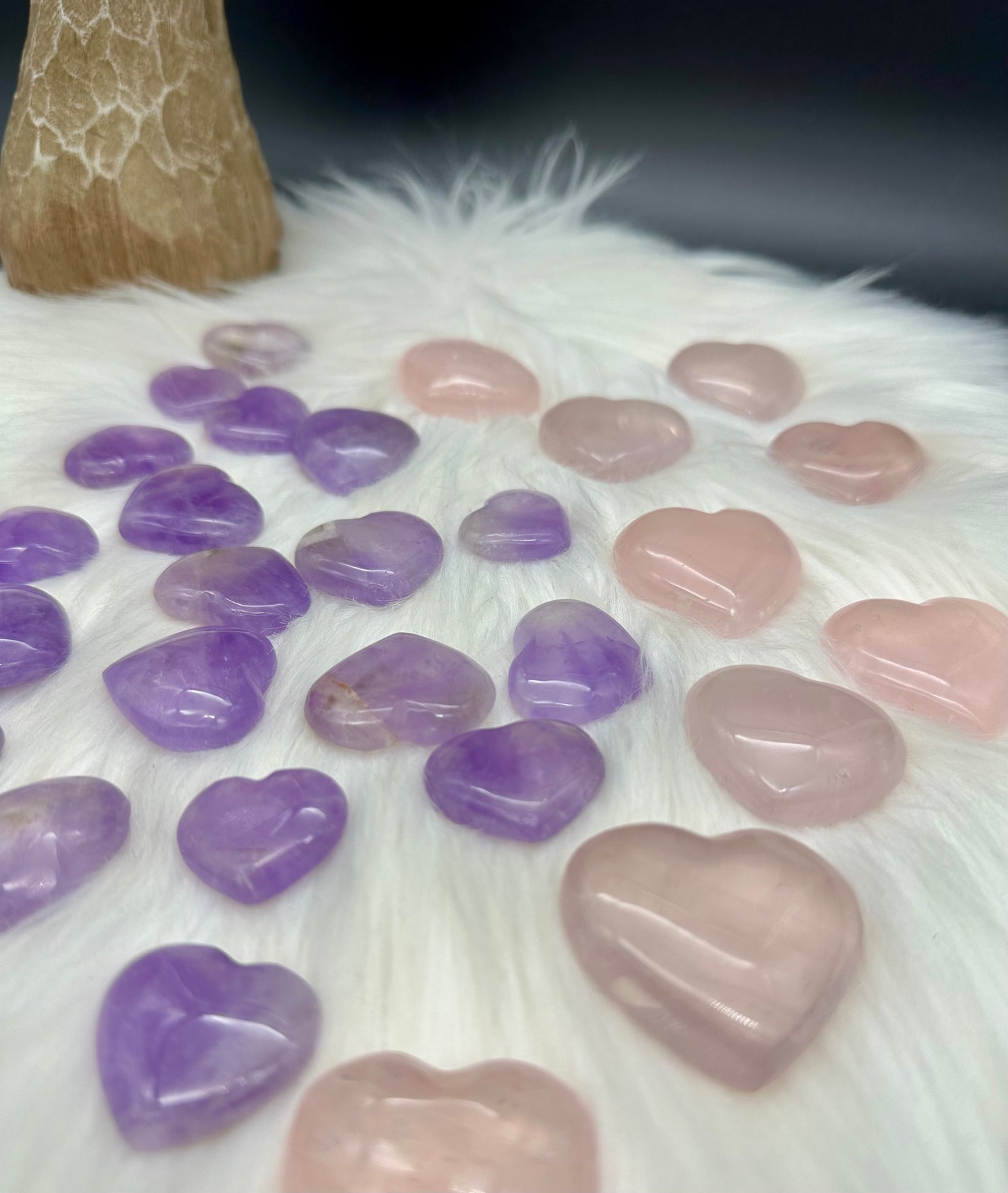 Amethyst / Rosenquarz Mini Herzen
