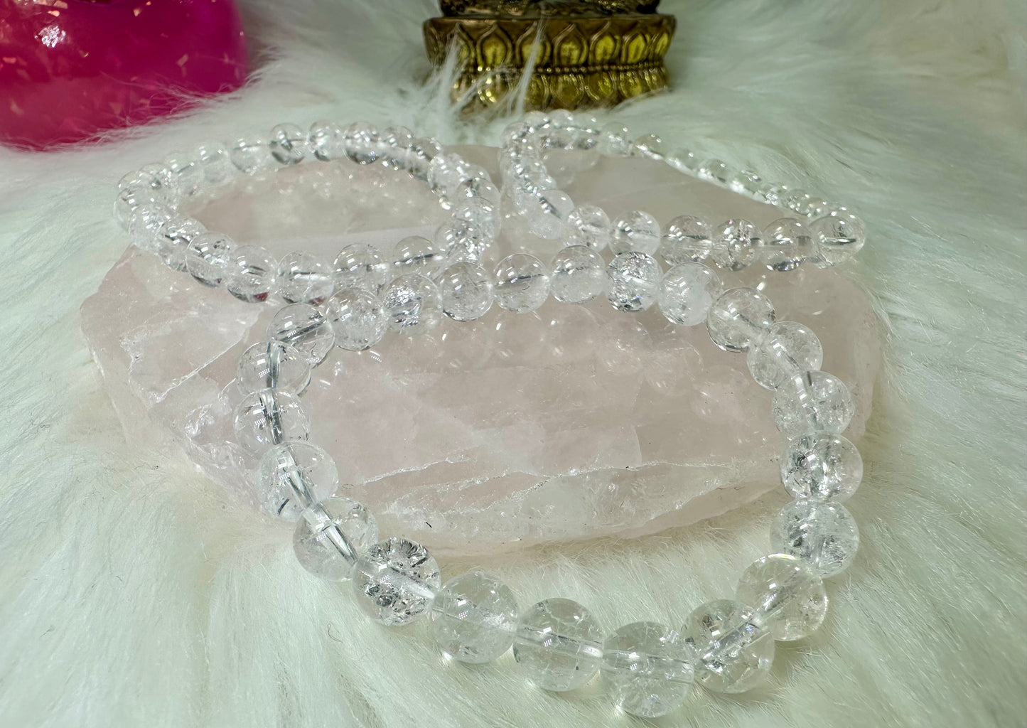 Cracked Bergkristall Perlenarmband