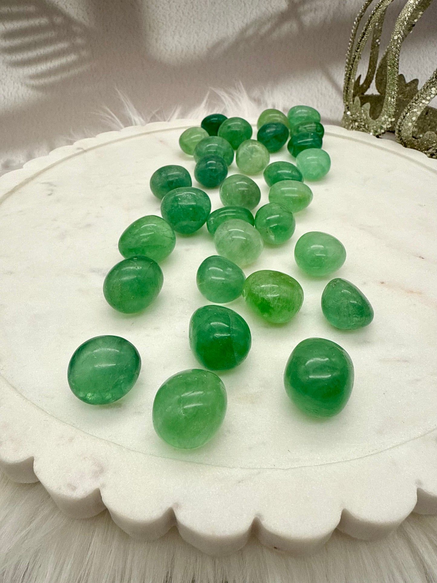 Grüner Fluorit Trommelstein