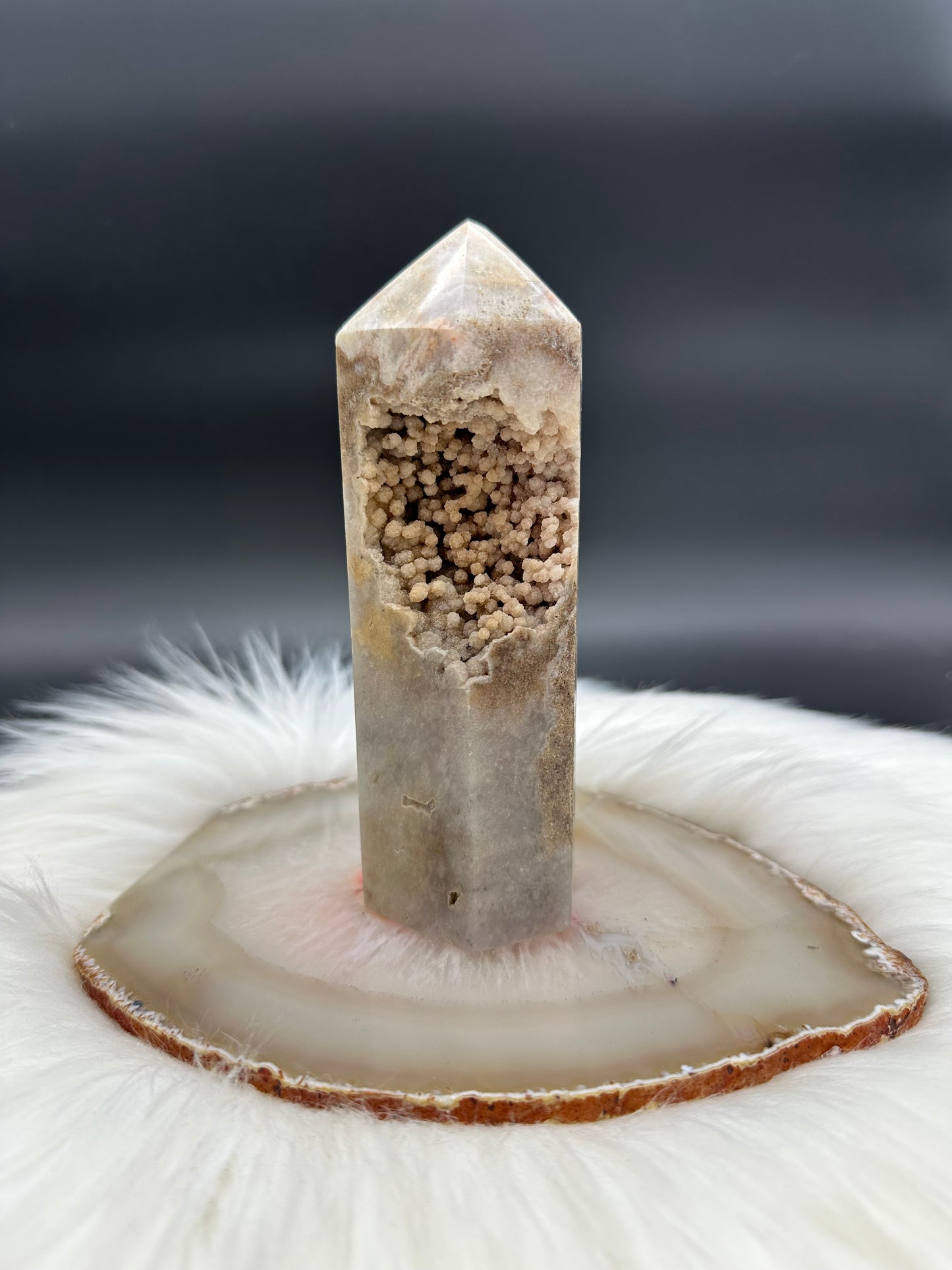 Pink Amethyst Turm mit Glitzerdruse