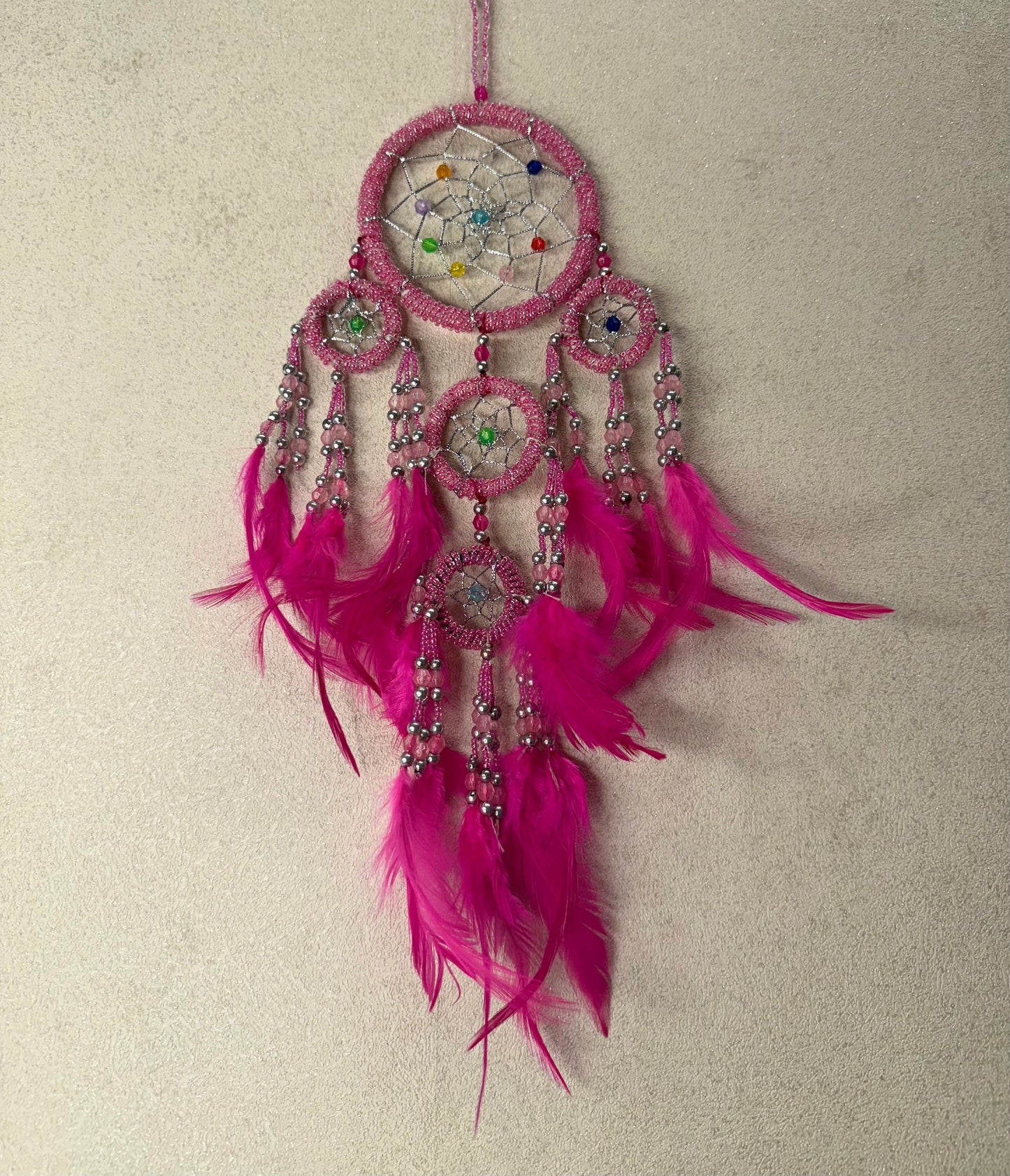 Perlentraumfänger - Mittel - pink