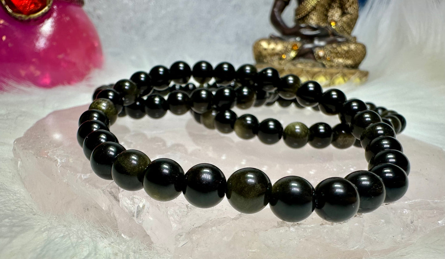 Goldobsidian Perlenarmband