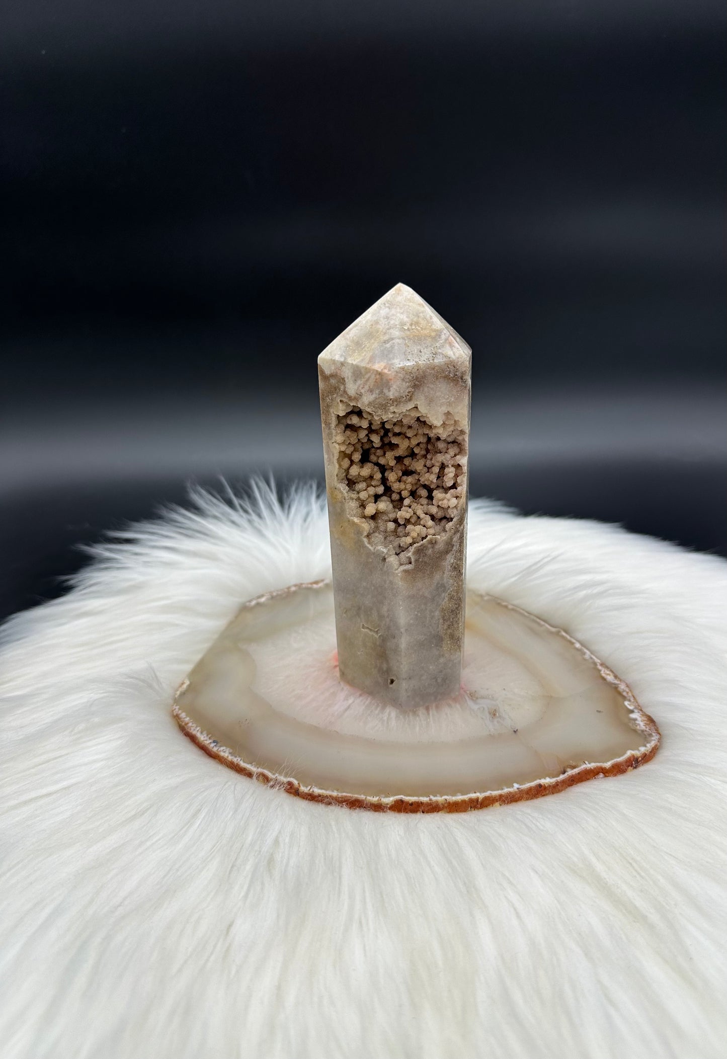 Pink Amethyst Turm mit Glitzerdruse