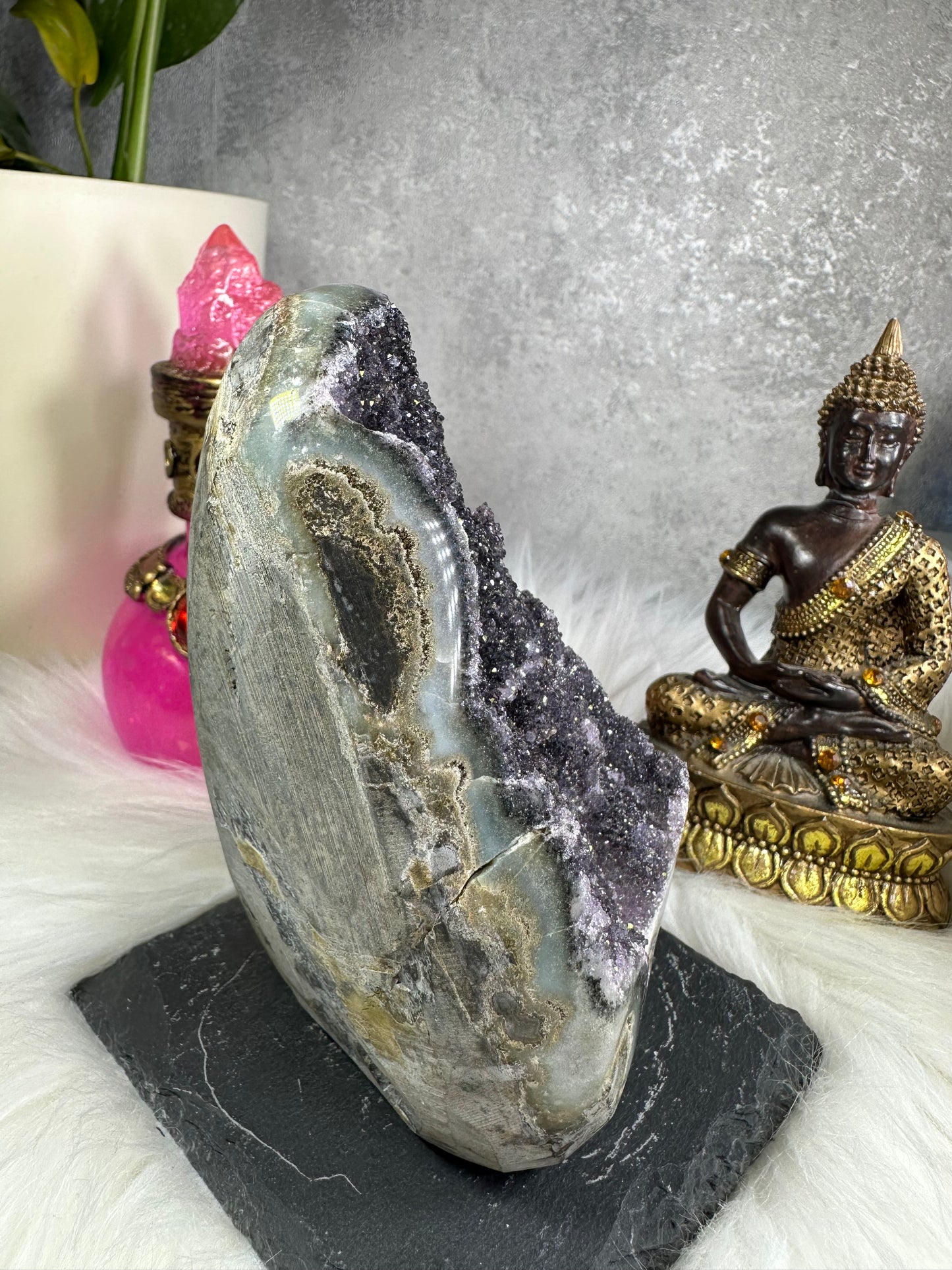 Amethyst Druse grau/violett