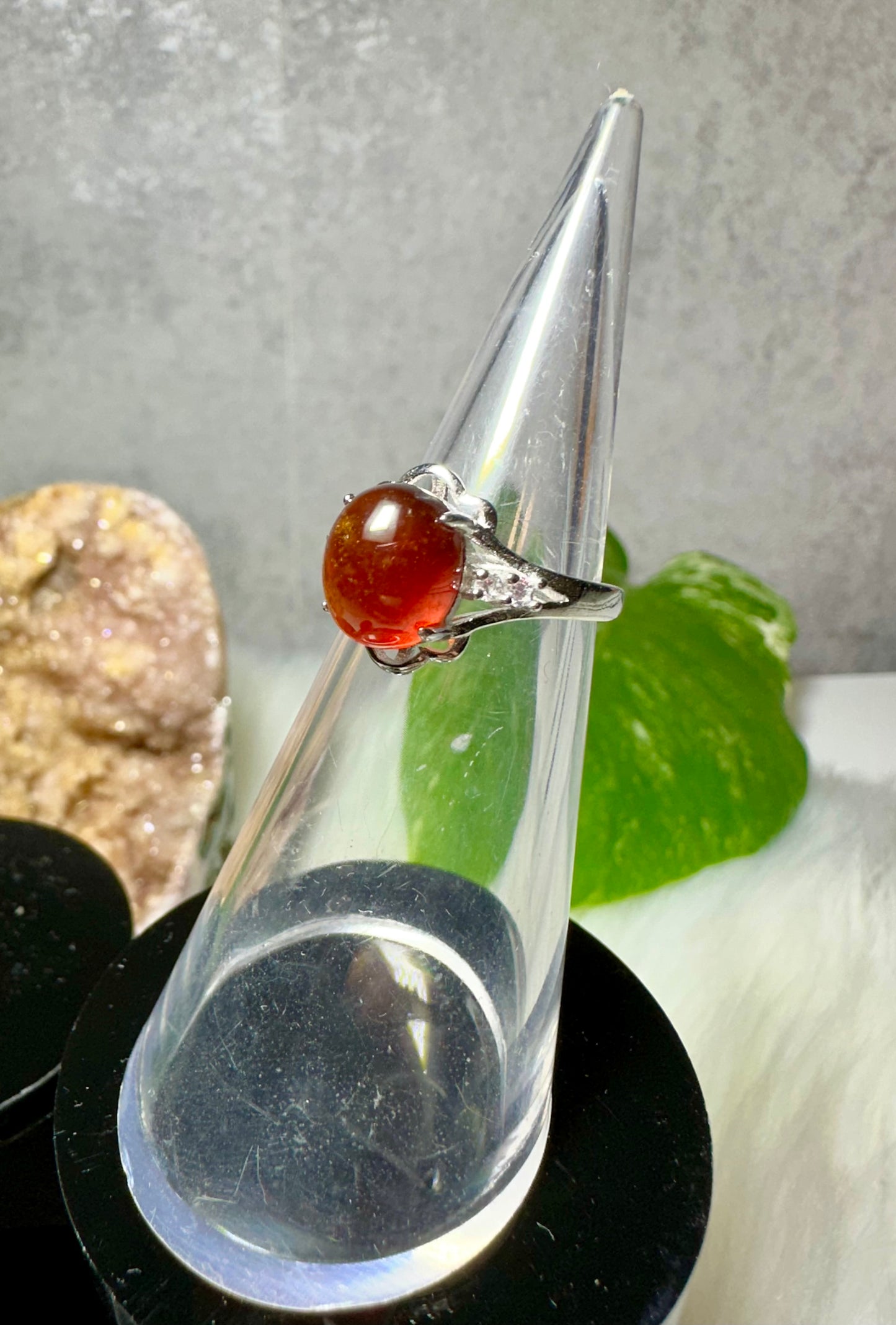 Granat Ring 925 Silber Größenverstellbar