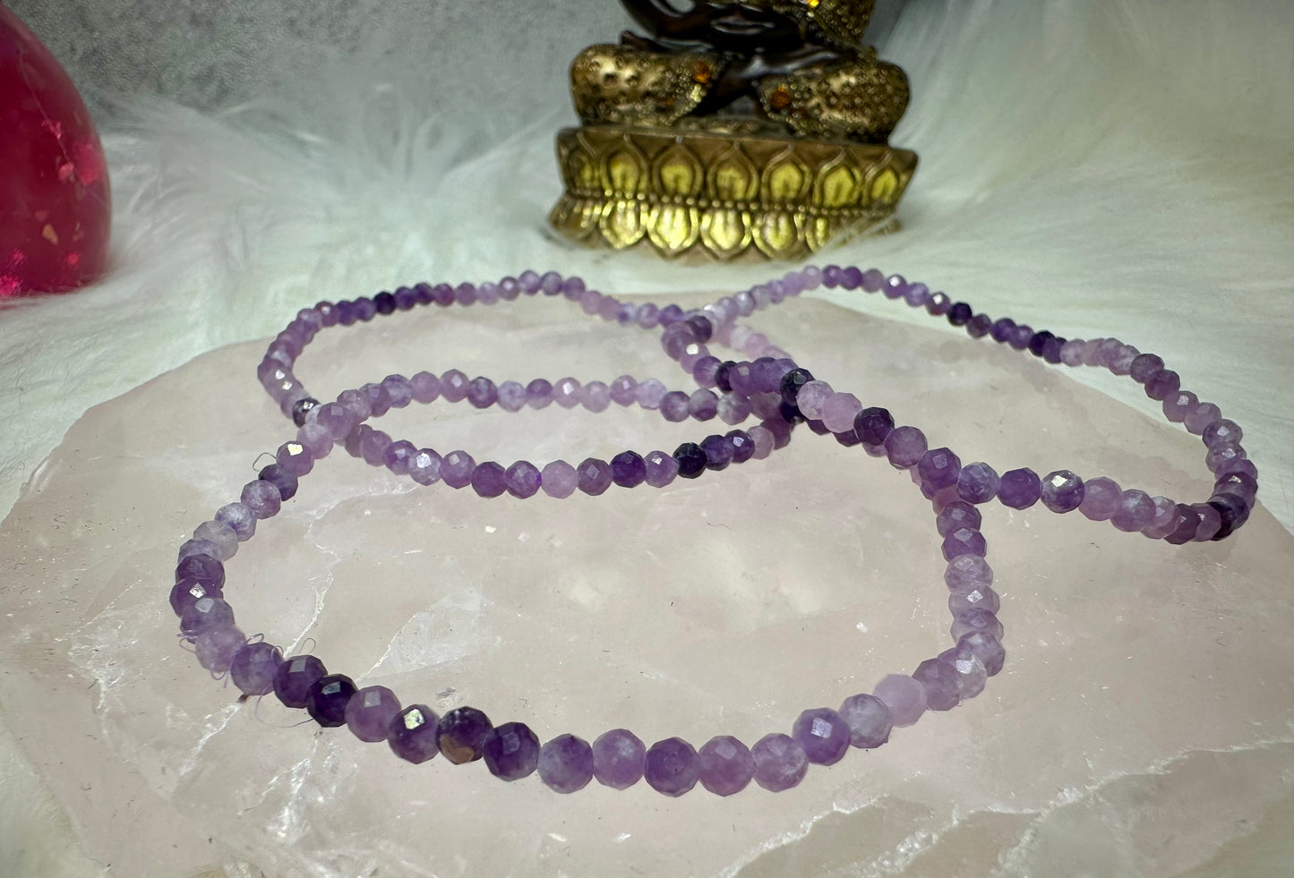 Lepidolit Perlenarmband facettiert