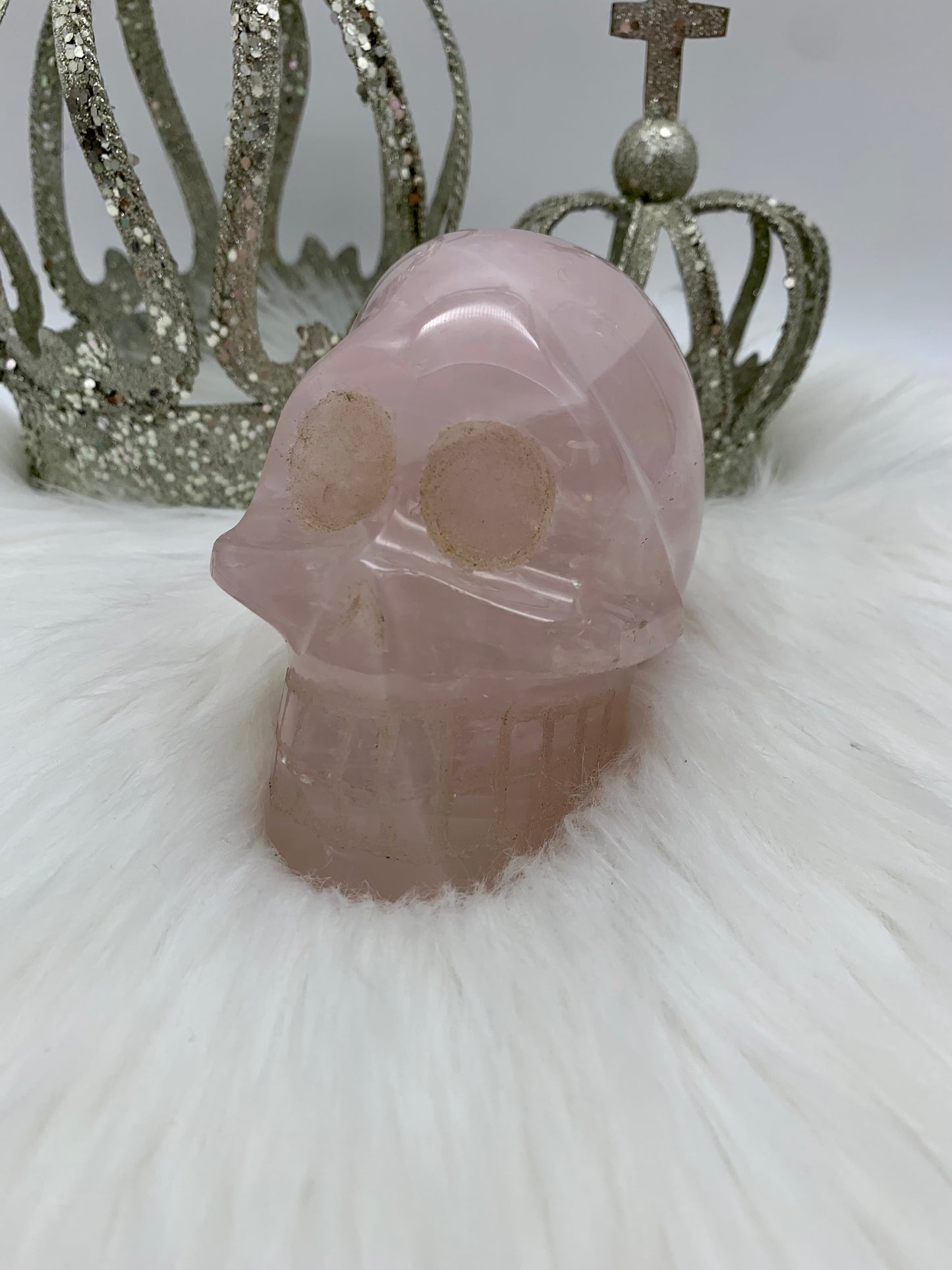 Rosenquarz Totenkopf Schädel - Rainbow