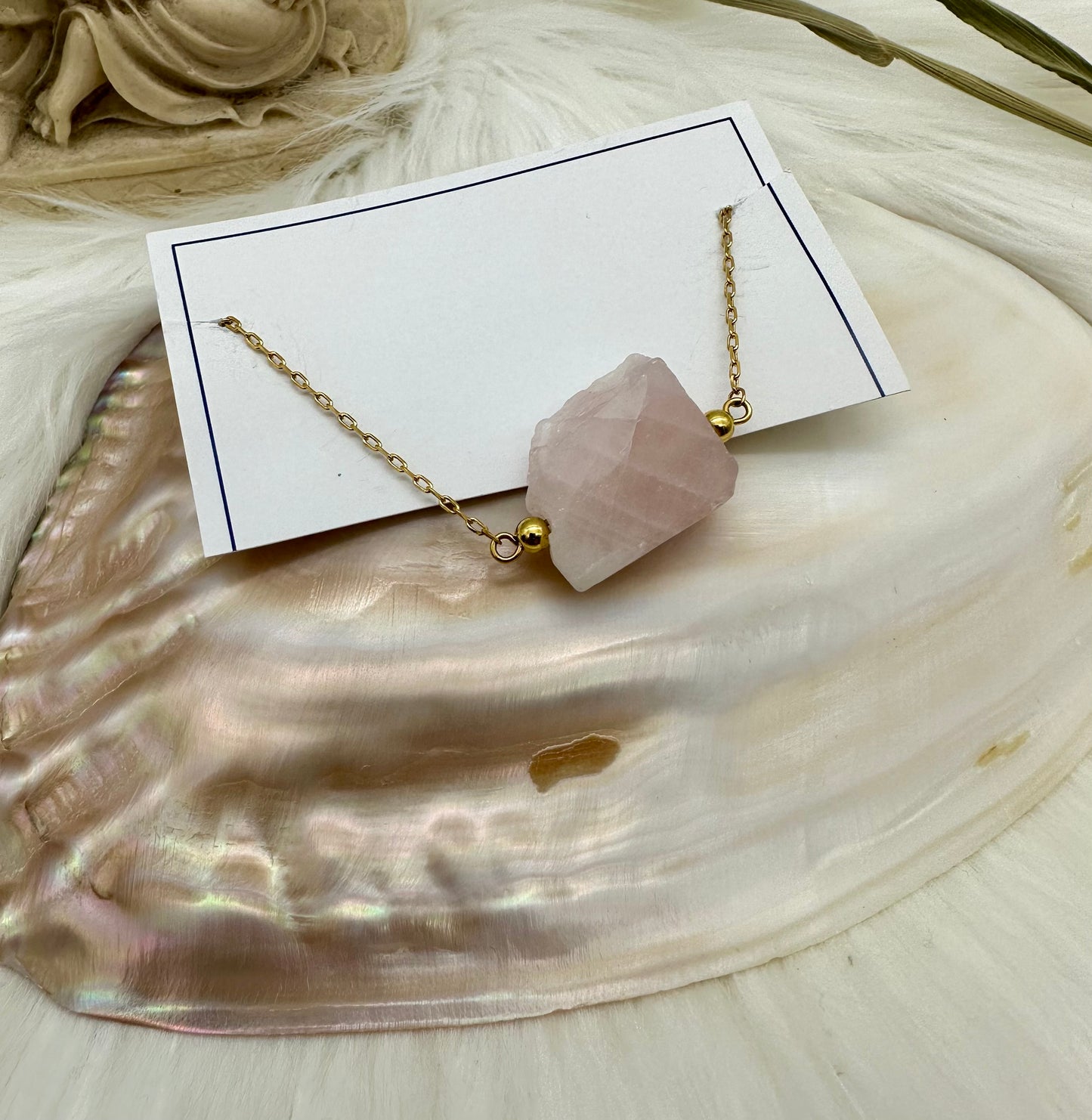 Goldenes Rosenquarz Armband Größenverstellbar