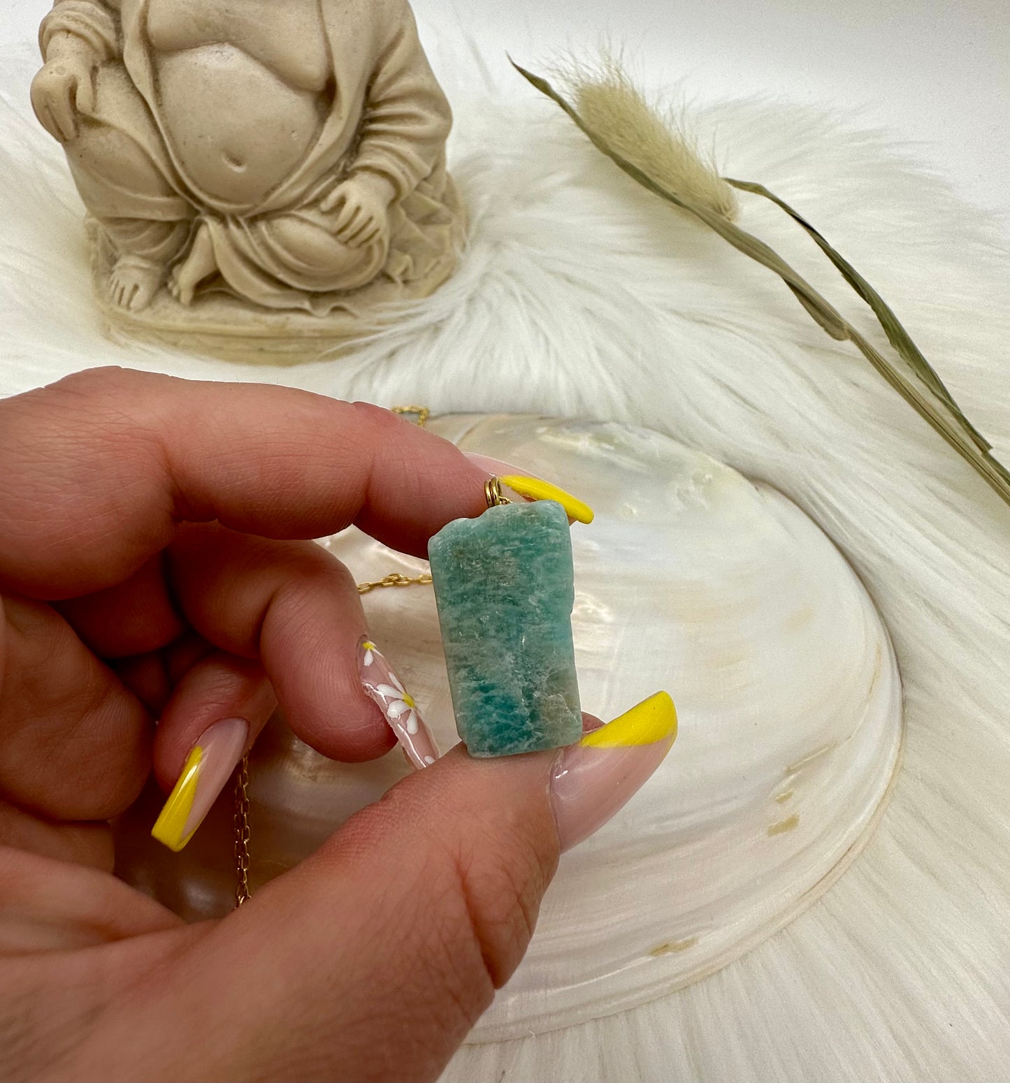 Goldene Amazonit Rohstein Kette Größenverstellbar