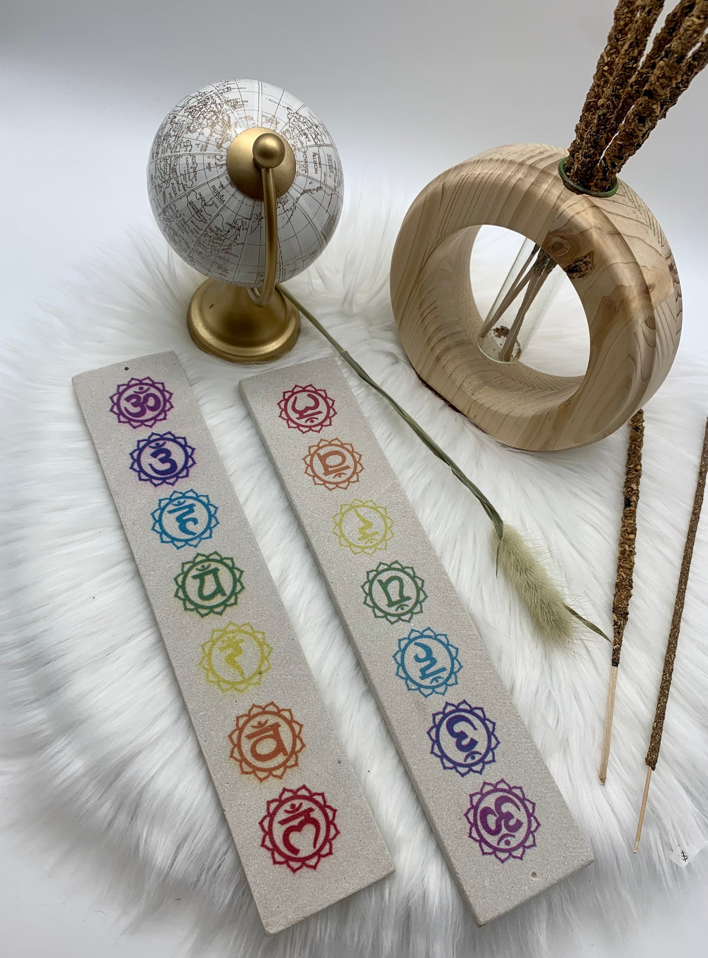 Räucherstäbchenhalter aus Sandstein 7 Chakren