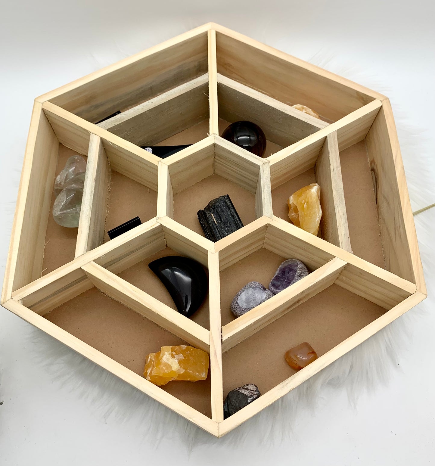 Edelsteinaufbewahrung Mandala Holzdisplay (Leer)