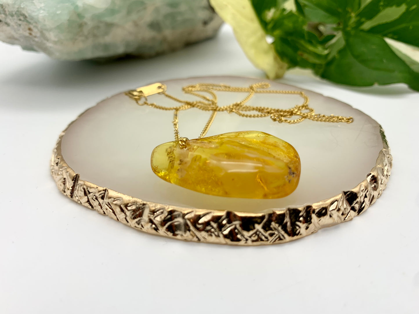 Bernsteinkette - K14 gold