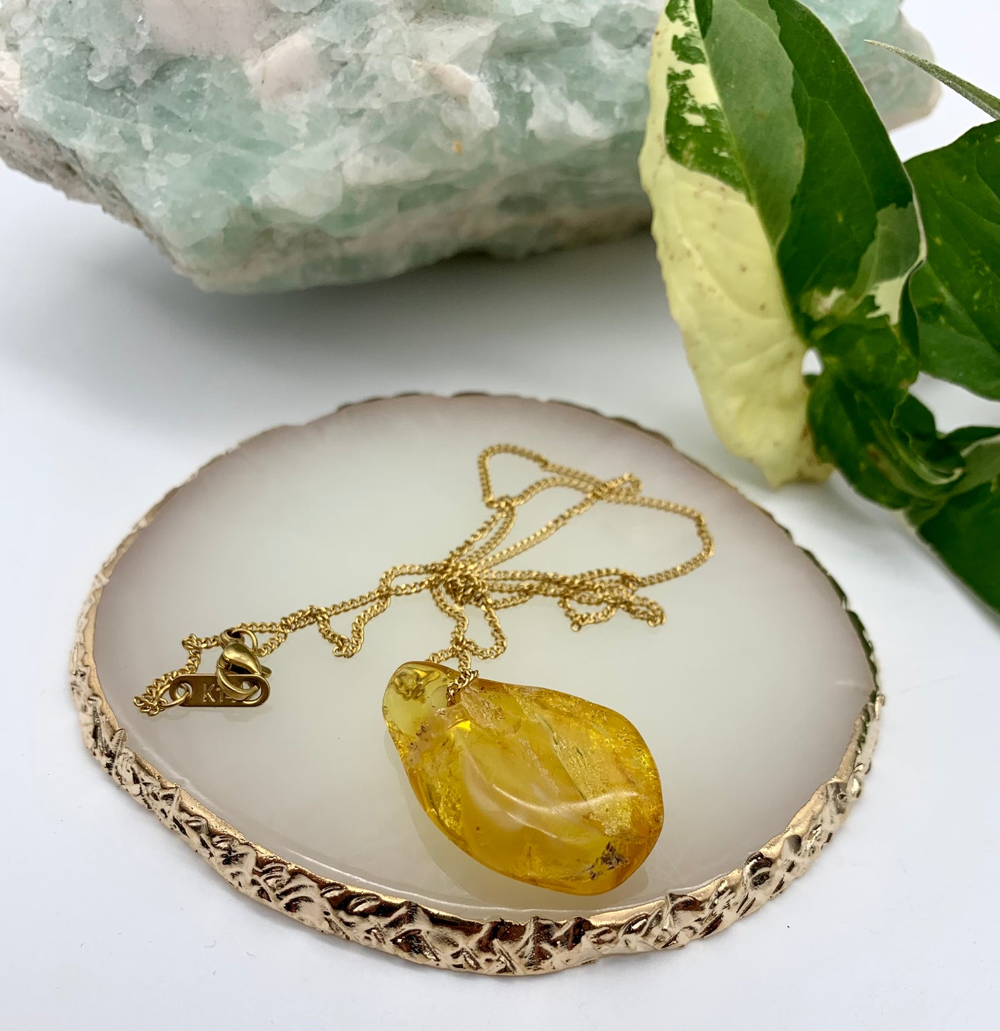 Bernsteinkette - K14 gold