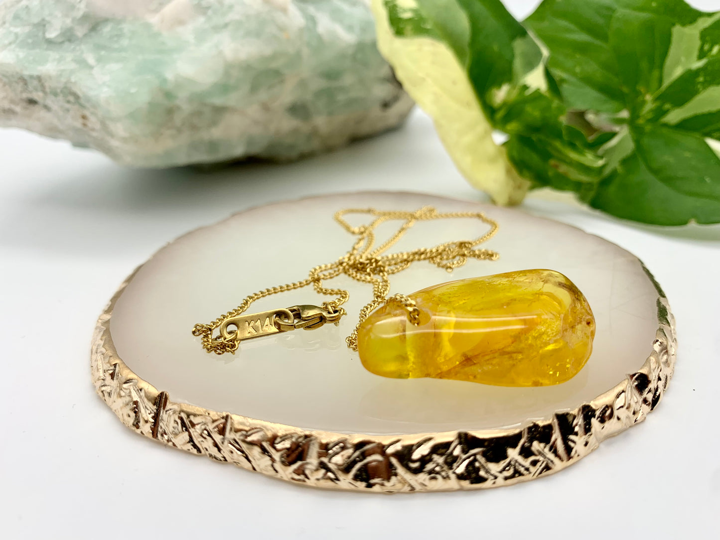 Bernsteinkette - K14 gold