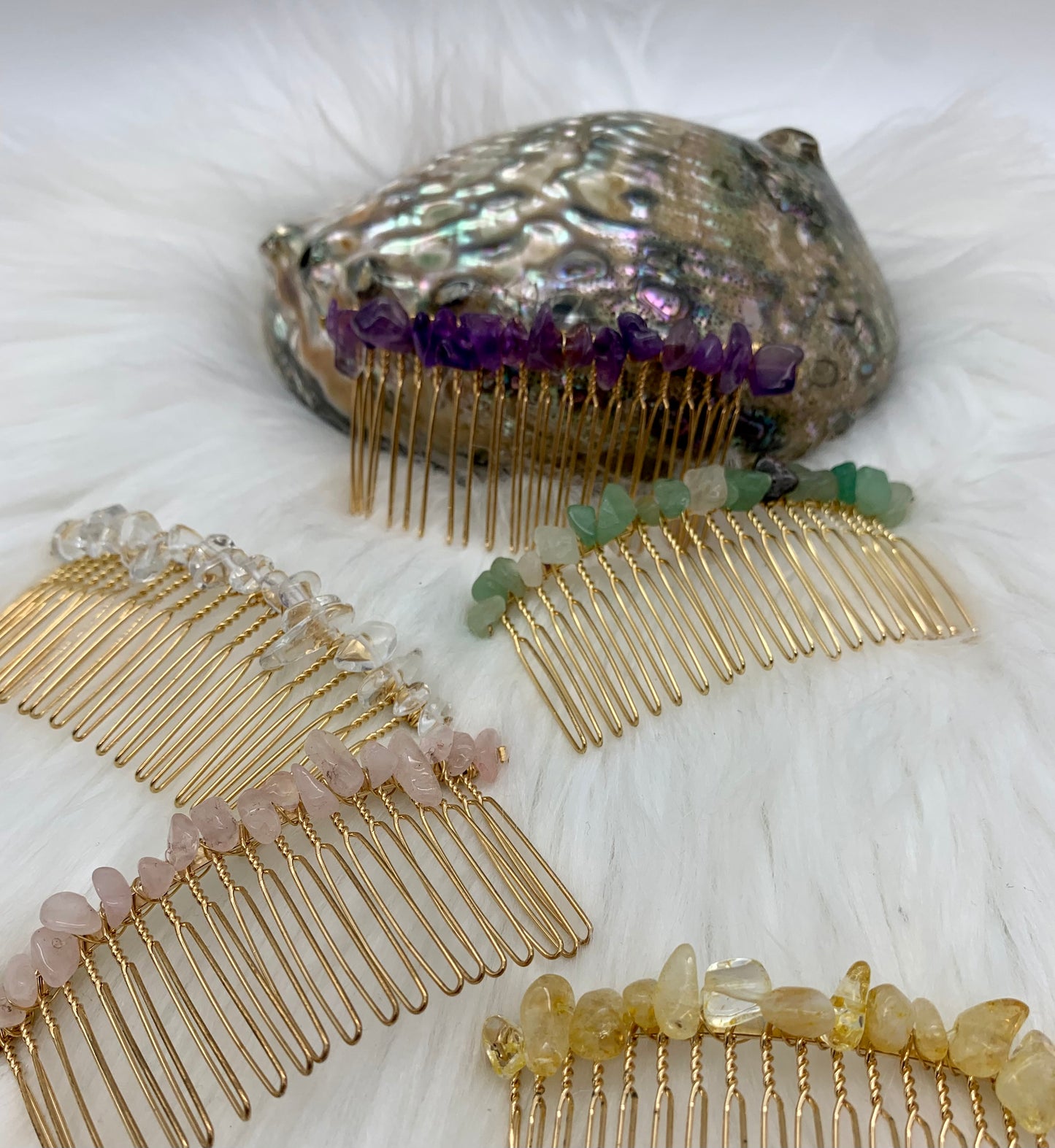 Haarschmuck - Haar-Accessoires - goldfarbig mit Splittersteinen