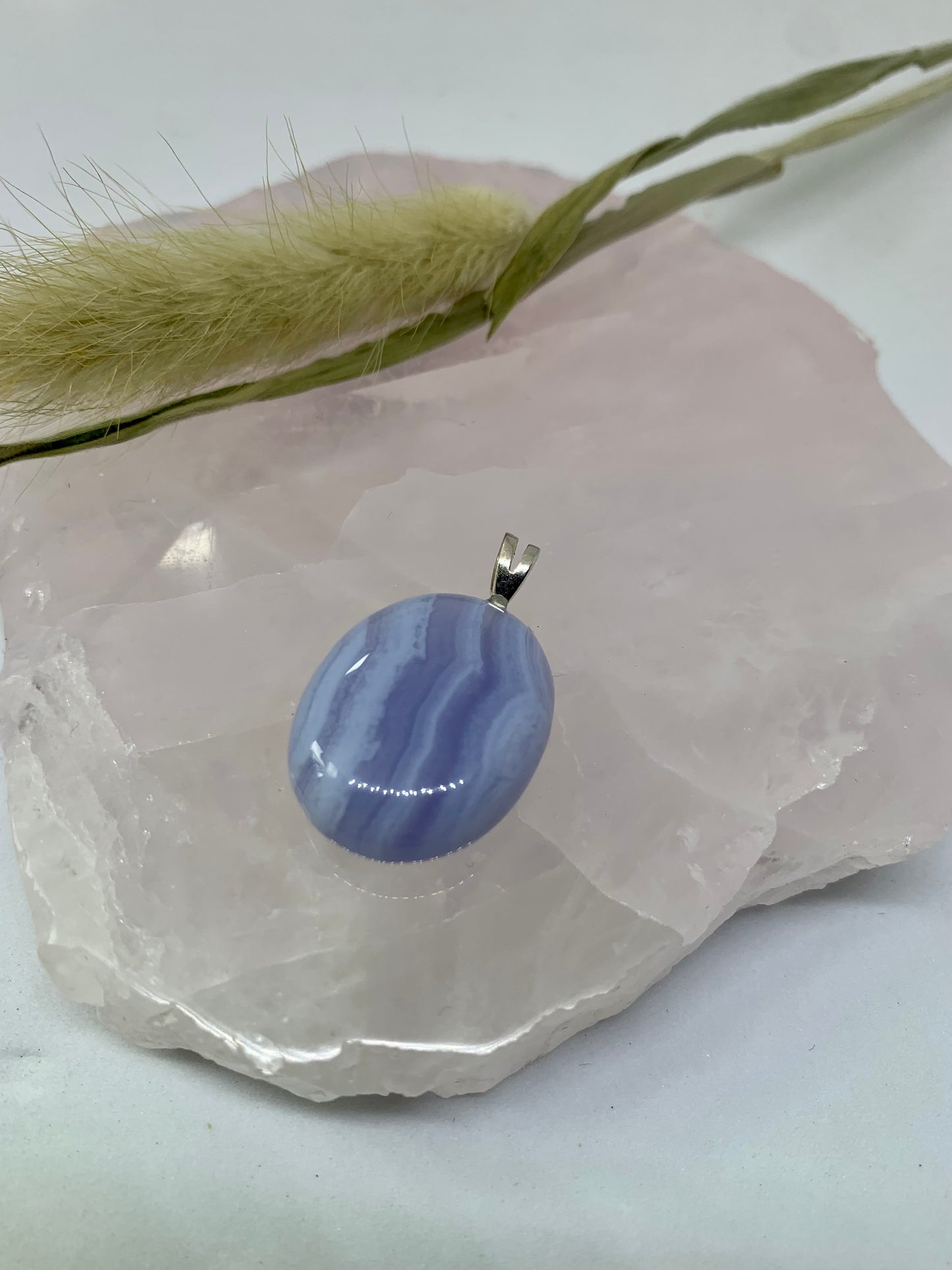 Blauer Chalcedon Anhänger - 925 Sterling Silver