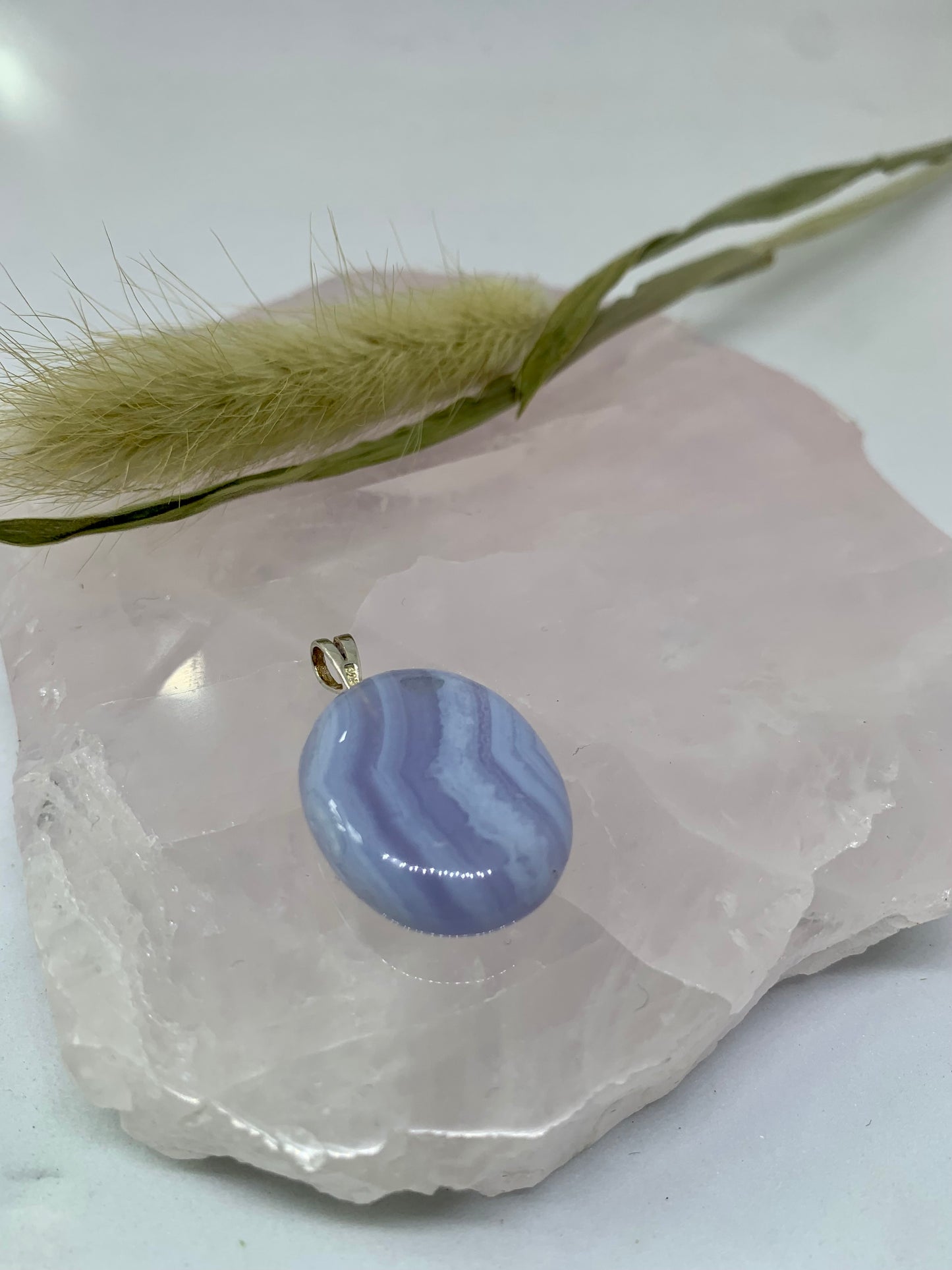 Blauer Chalcedon Anhänger - 925 Sterling Silver