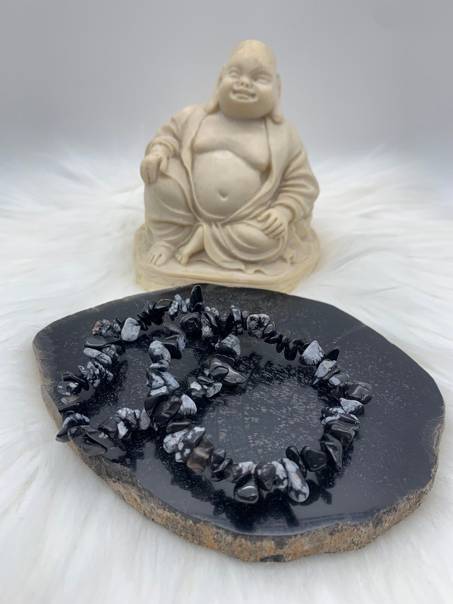 Schneeflocken Obsidian Splitterarmband