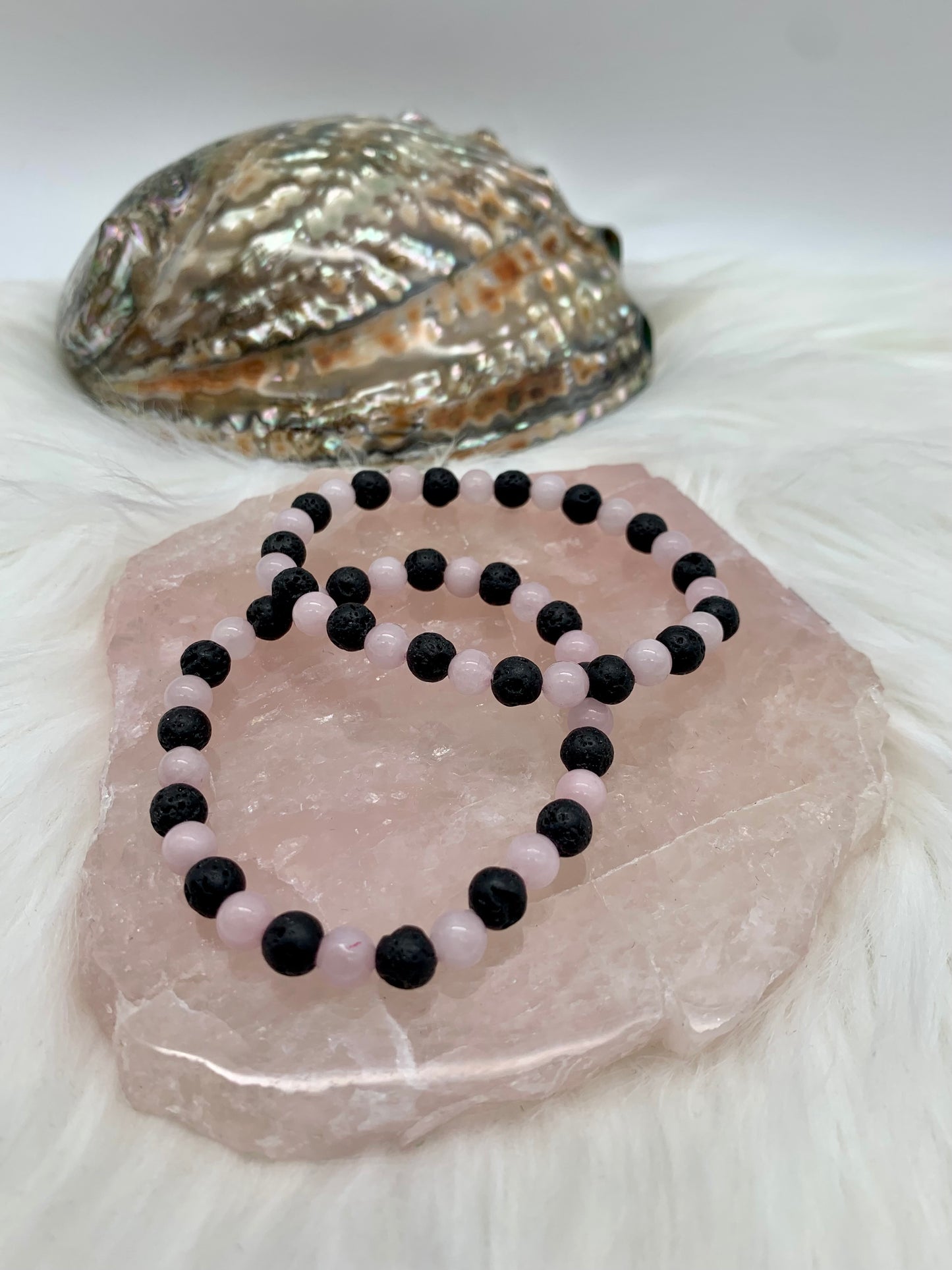 Rosenquarz Lavastein Perlenarmband