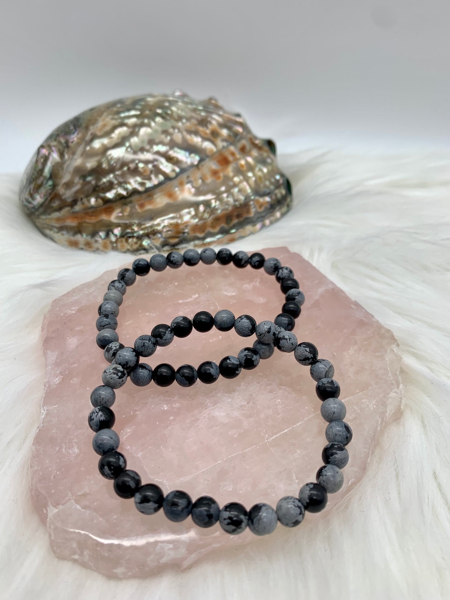 Schneeflocken Obsidian Perlenarmband