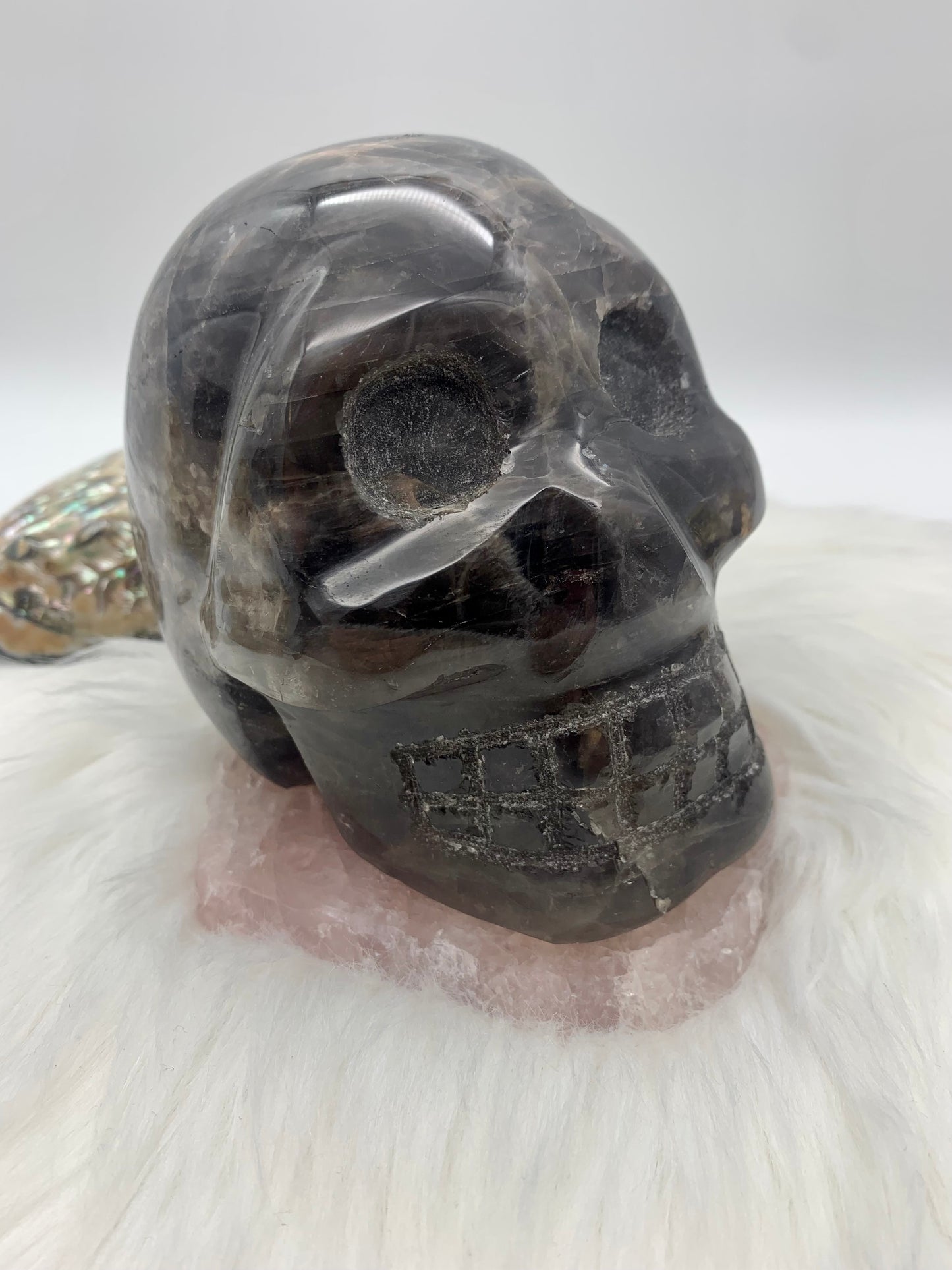 Schwarzer Mondstein Totenkopf/Schädel