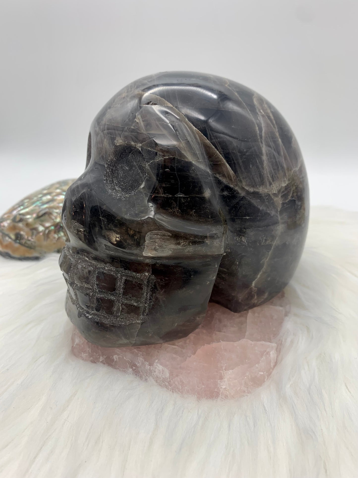 Schwarzer Mondstein Totenkopf/Schädel