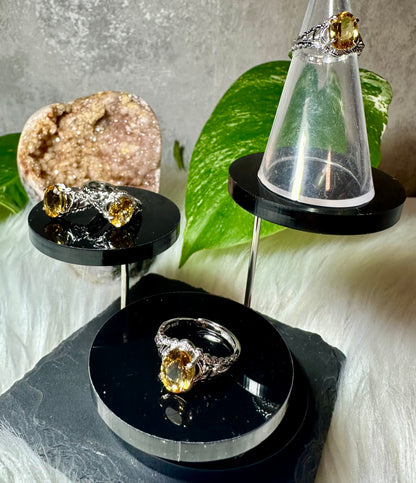 Citrin Ring 925 Sterling Silber Größenverstellbar