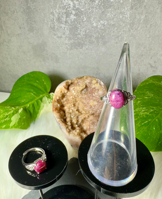 Rhodonit Ring 925 Silber Größenverstellbar