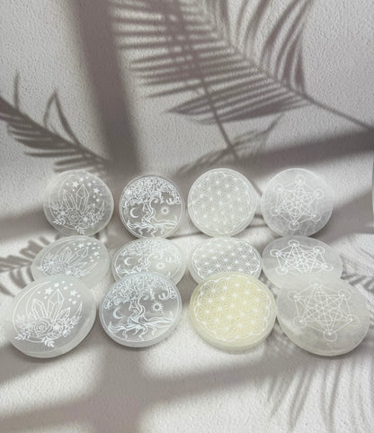 Selenit Kristall Ladeplatte / Scheibe