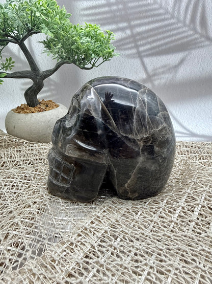 Schwarzer Mondstein Schädel - II