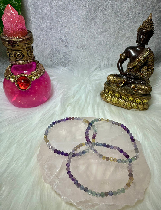 Lila Fluoritarmband facettiert