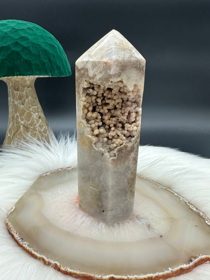 Pink Amethyst Turm mit Glitzerdruse