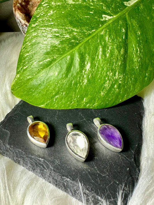 Anhänger Amethyst Bergkristall Bernstein 925 Silber