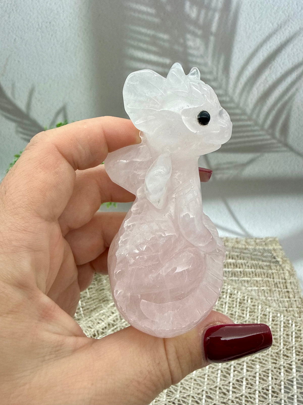 Rosenquarz Drache