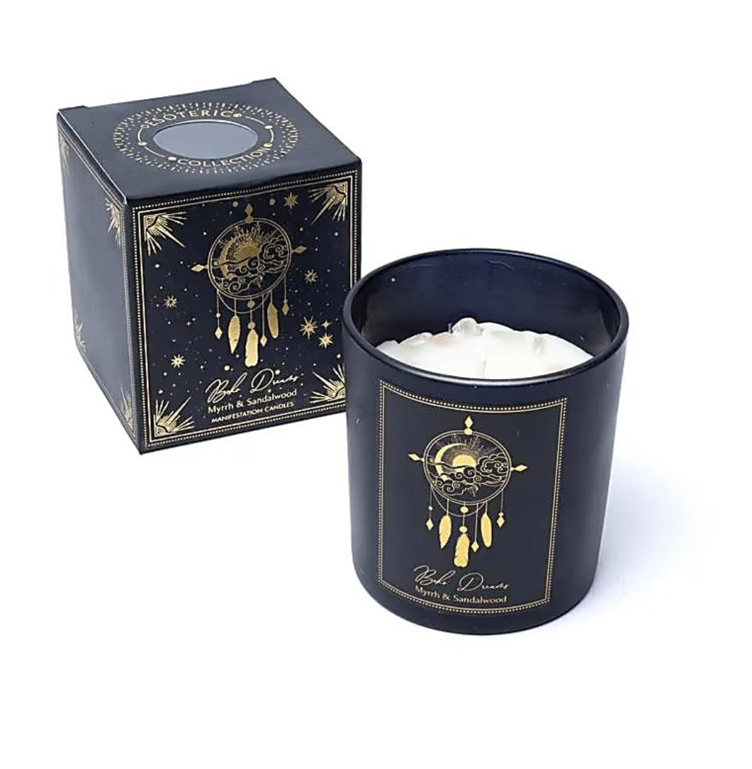 Manifestationskerze Boho Dreams - Bergkristall