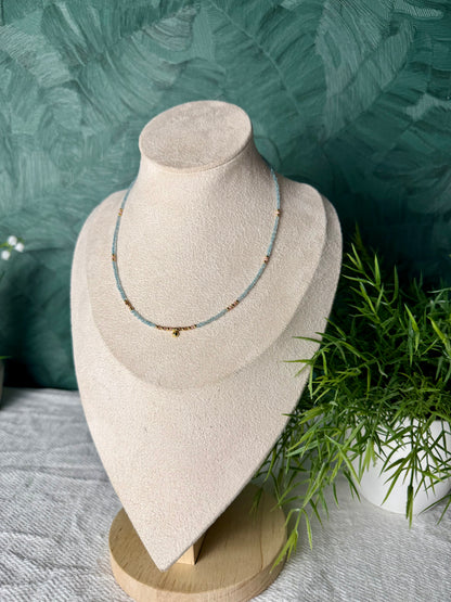 Edelsteinkette „Aqua Rosé“ Aquamarin & Rhodonit, 925 Silber, 18K vergoldet