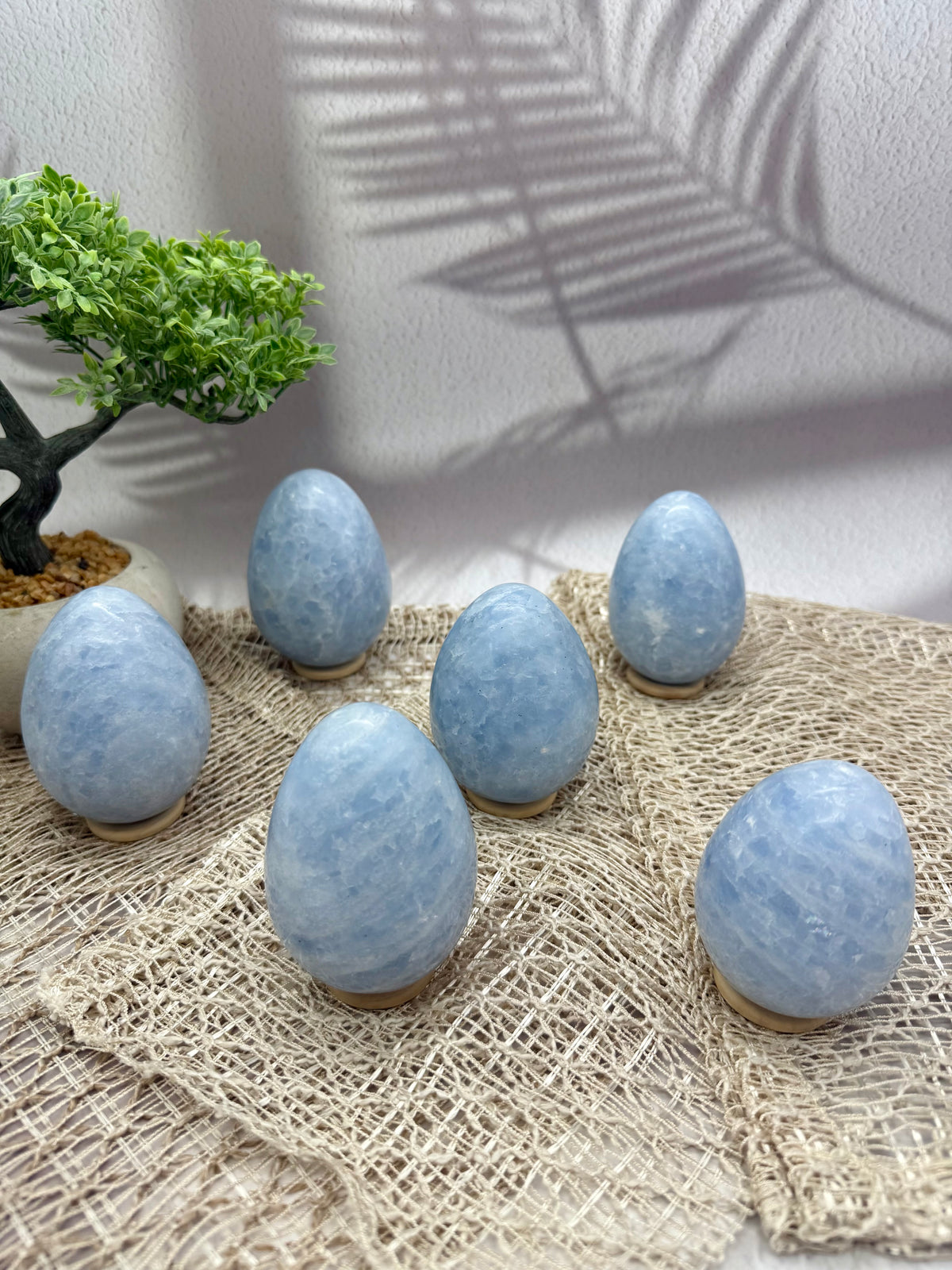 Blaue Calcit Eier 1-6