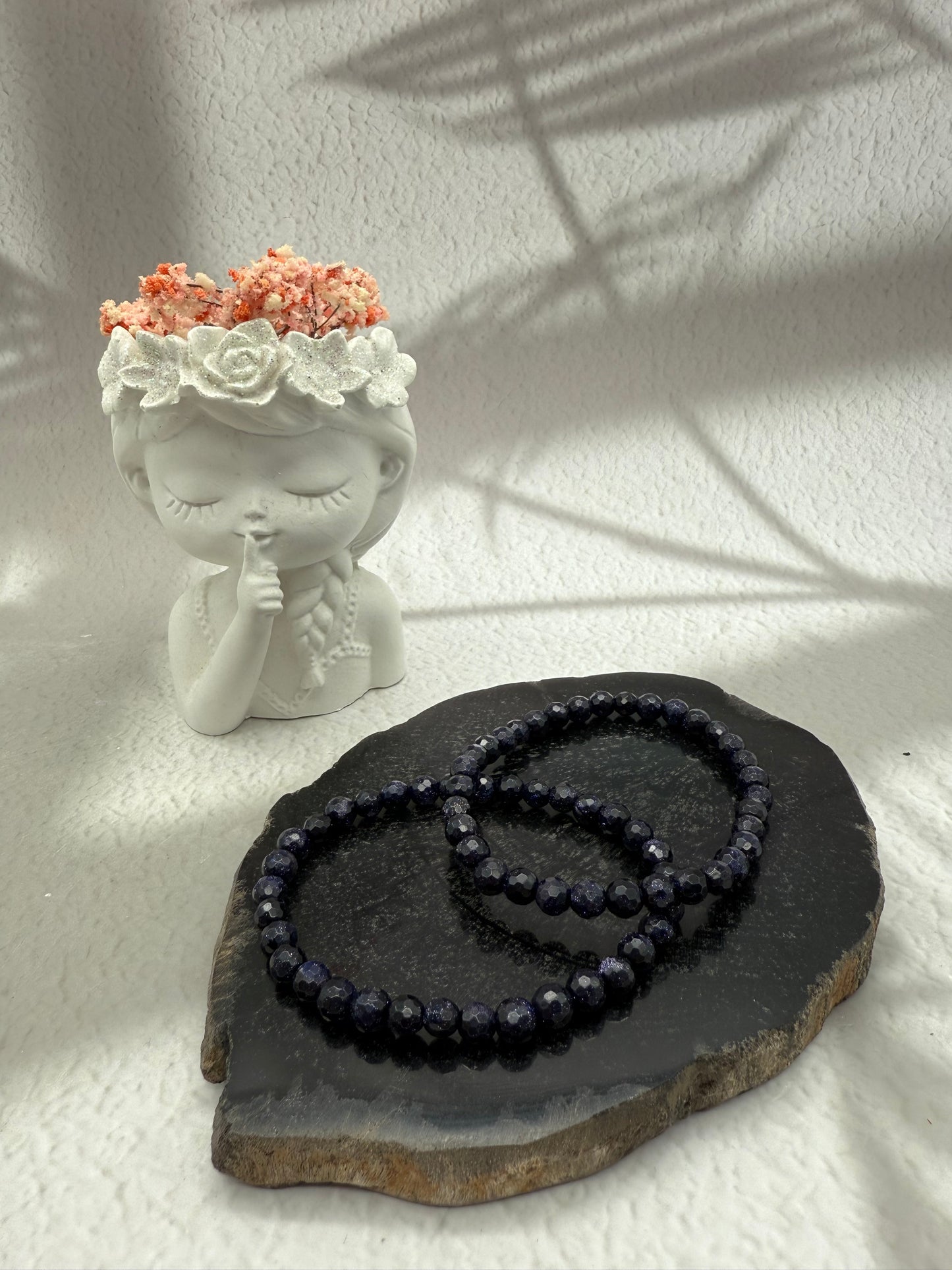 Facettiertes Blaufluss Armband synthetisch