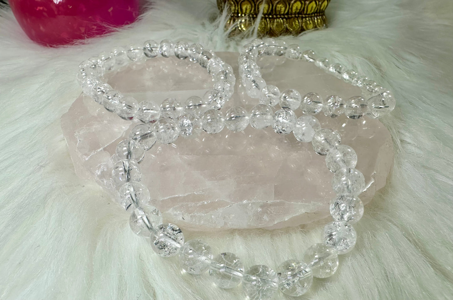 Cracked Bergkristall Perlenarmband
