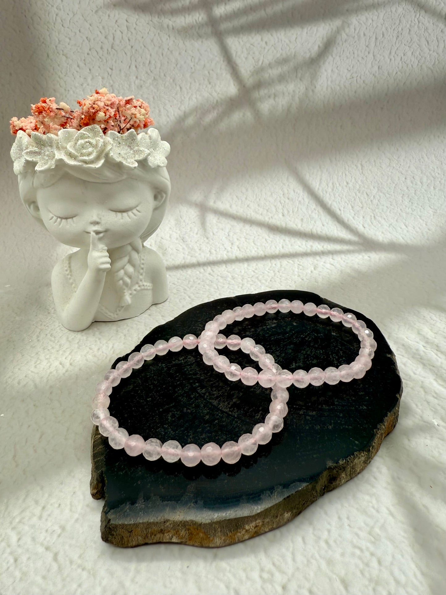 Facettiertes Rosenquarz Armband